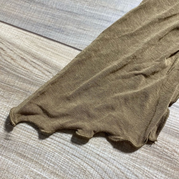 Forever 21 Womens‎ Lettuce Edge Tie Front Bell Sleeve Top Small Brownish Green - Picture 4 of 8